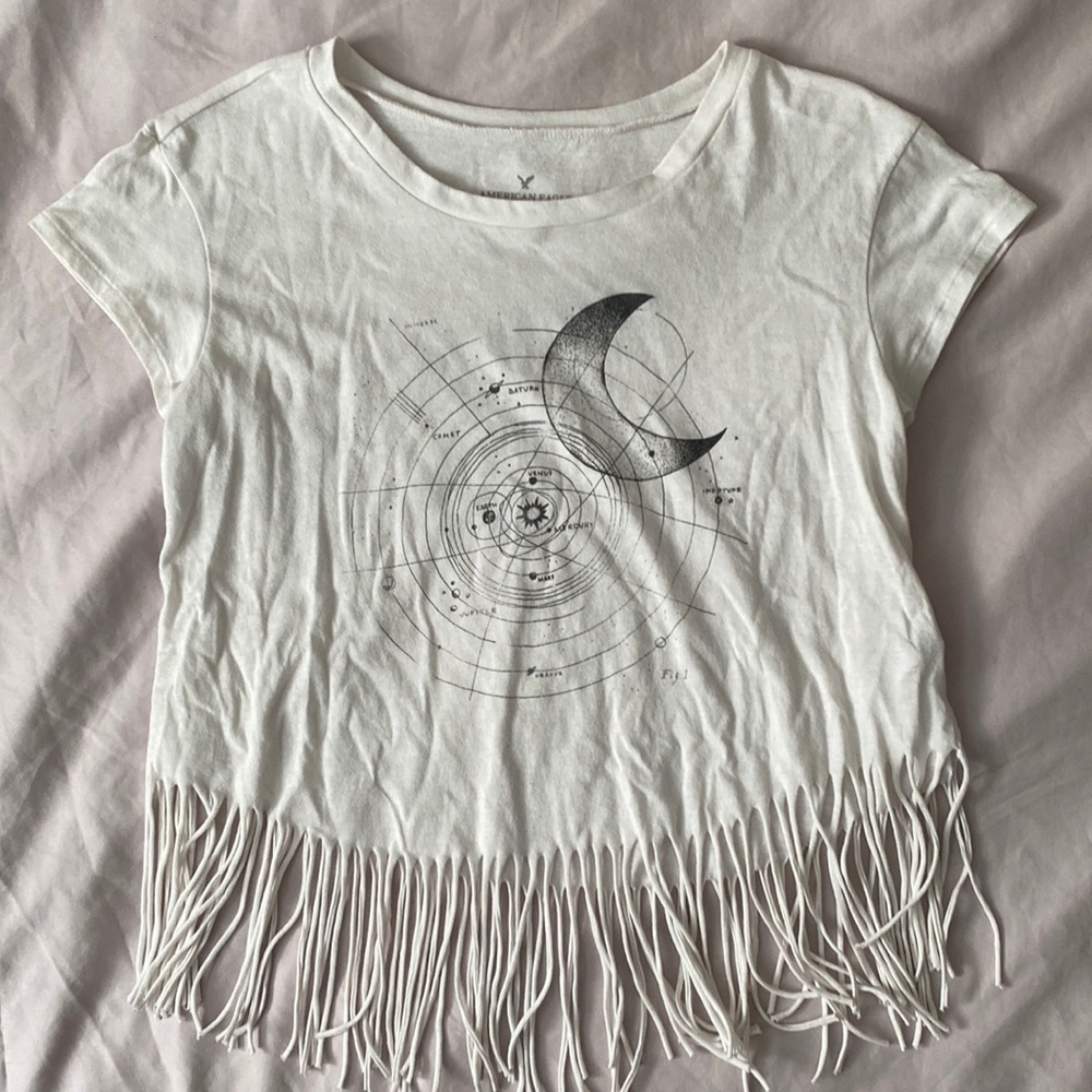 COTTON T-SHIRT WITH FRINGE AMERICAN EAGLE | size: S
